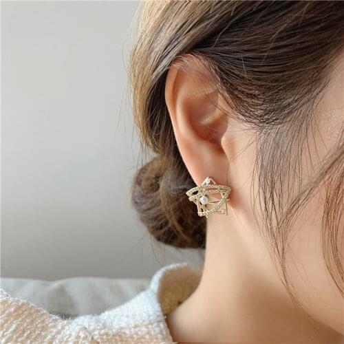 MENGJIQIAO Elegant Cute Zircon Star Stud Earrings For Women Ladies Fashion Korean Sweet Wedding Boucle D'oreille Jewelry Gifts