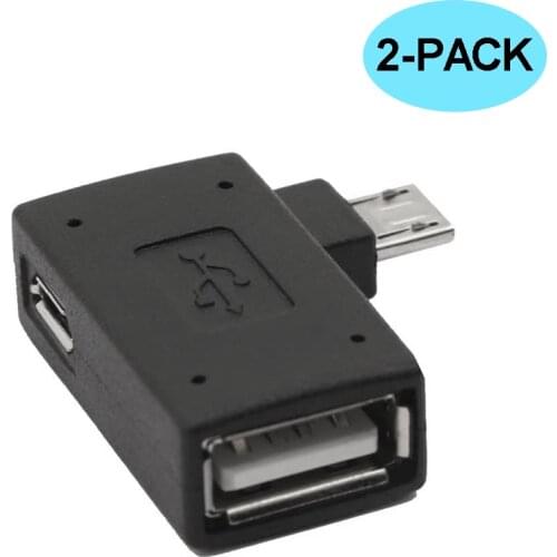 ZYF 2pcs Micro USB OTG Adapter 90 Degree Left Angled with Micro USB Charging Port for PlayStaion Classic, Raspberry Pi Zero