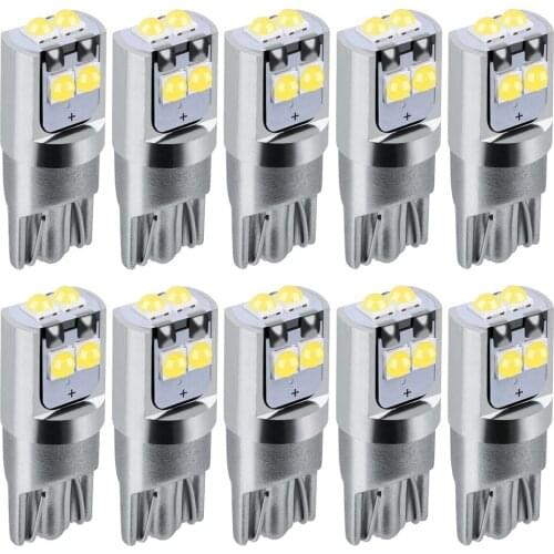 10PCS T10 W5W WY5W Super Bright LED Auto Dome Reading Lamps Turn Side Lights Wedge Parking Bulbs Car Goods White Red Yellow Blue