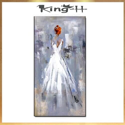 100% Handpainted Abstract Bride Dress Oil Painting On Canvas Art Gift Home Decoration Living Room Wall Art Frameless Picture