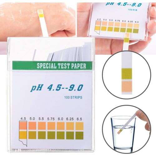 100pcs PH Test Strip Indicator Paper PH4.5-9.0 Test Paper For Water Saliva and Urine Testing Laboratory Household Measuring