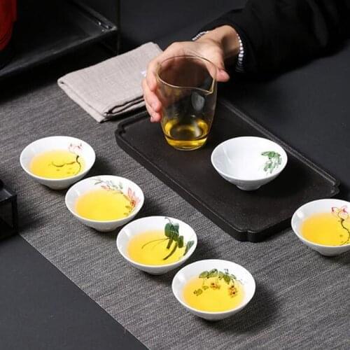 2pcs/set Single Master Cup Teaware Kitchen Drinkware Supply Hand Painted Tea Cup Flower Pattern Ceramic Kungfu Teacup