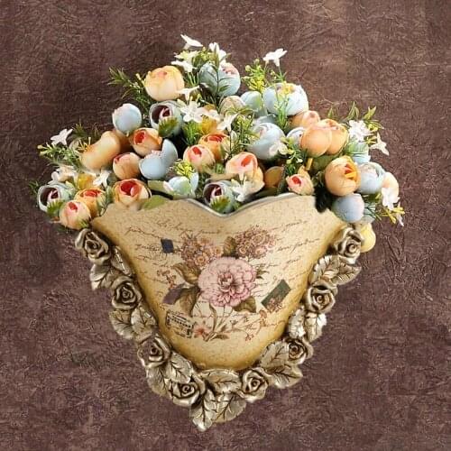 3D Resin Vase Sculpture Wall Hanging Statue Decoration for Flower Arranging Garden Decorative Village Ornament Artwork Craft