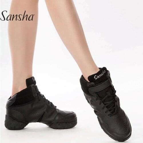 Sansha Dance Sneakers Women Men Superior Leather Modern Salsa Jazz Shoes Black/White B52LPI