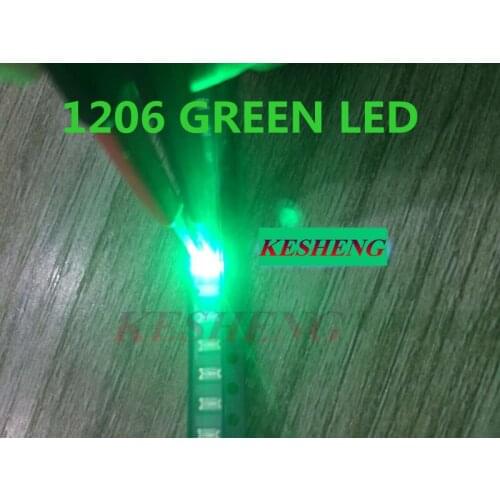 500PCS Free Shipping SMD 1206 Green Led 1206 SMD LED Green super bright 1206 light-emitting diodes 560-575nm 70-200mcd 3.2*1.6mm