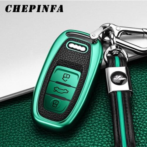 TPU Car Key Case Full Cover Protect Shell For Audi Q5 Q3 Q7 A1 A3 A4 A5 A6 A7 A8 S5 S6 S7 S8 Key Shell Protector Auto Key Chains