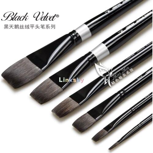 Black Velvet Silver Brush Limited 3008S Square Wash Brush Watercolor Paint Brush, Size 1/4 Inch, Short Handle,Art supplies
