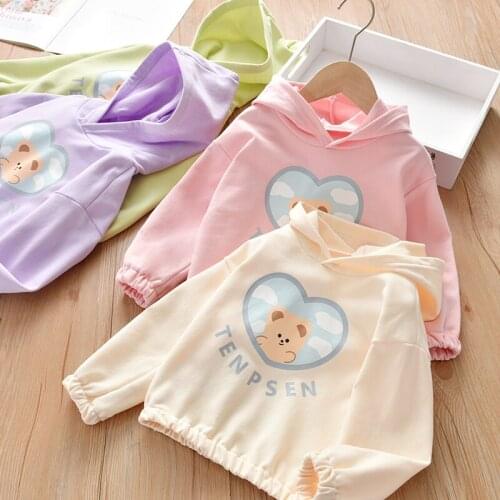 Spring Autumn Kids Sweatshirt Clothes Cartoon Print Pink Hoodie Girls Cute Sweatshirt Children Clothing Coat