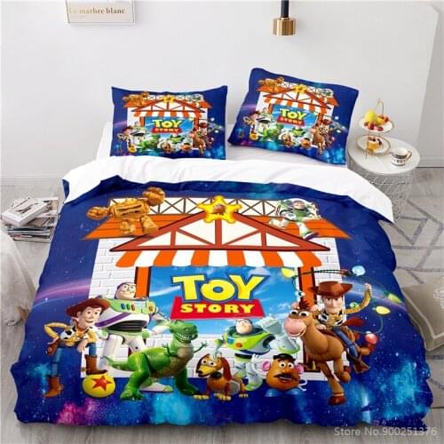 Disney Cartoon Toy Story Duvet Cover Set Twin Full Queen King Size Bedding Set Comforter Cover with Pillowcase Set for Kids Boys