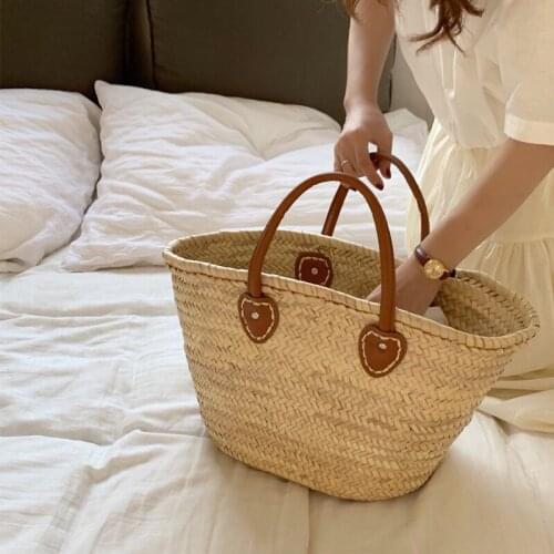 Designer summer beach straw bags lady bali big basket buckets bag casual wicker woven large capacity tote rattan women handbags