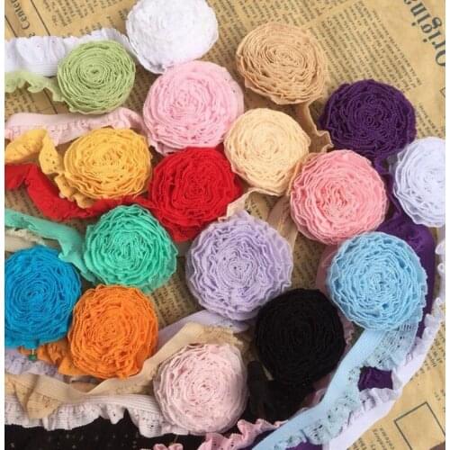 8 Meters Elastic Lace Trim Pink Blue Red Lace Ribbon DIY Garment Ruffle Lace Fabrics Craft Materials
