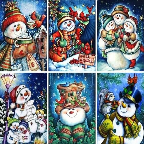 Evershine 5D DIY Diamond Embroidery Snowman Rhinestone Picture Full Square Diamond Painting Cartoon Craft Kit Wall Decoration