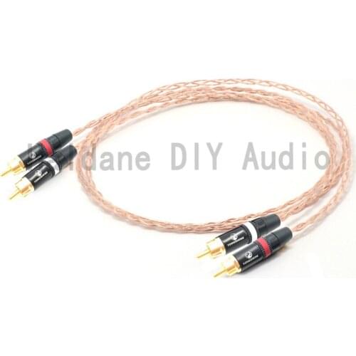Hifi Bold Version 8CU Single Crystal Copper RCA Cable signal wire with 24K Gold plated HI End RCA Connector