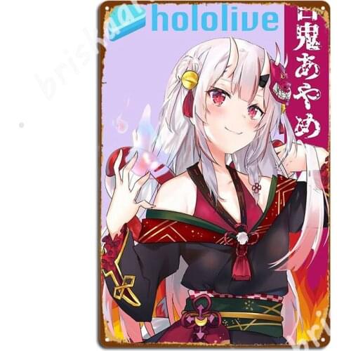 Hololive Nakiri Ayame Metal Signs Home Wall Decor Wall pub Vintage Tin sign Posters