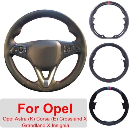 Customized Car Steering Wheel Cover For Opel Astra (K) Corsa (E) Crossland X Grandland X Insignia Leather Protective Wrap