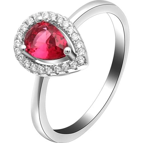 Rose Gold/Silve Color Ring Luxurious Romantic Warm Style Droplet Shape Ornament Fire Red Zircon For Women Gift