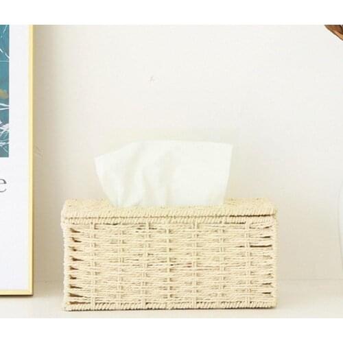 Rattan Tissue Box Vintage Napkin Holder Cases Clutter Living Cover Storage Container Drop Desk Room Decoration Hot J3Q9
