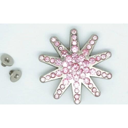 Leather Carft Item Western Crystal Concho with Screw Metal Flower Rhinestone Cowgirl Concho for Belt Accessories