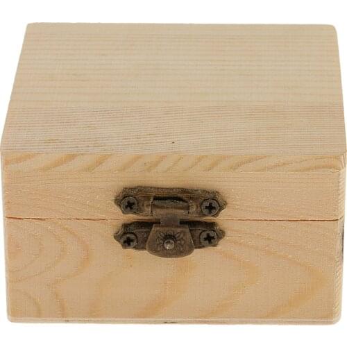 Square Shape Natural Unfinished Wood Storage Box Case for Toys DIY Painting Craft