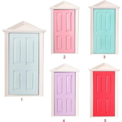 1:12 Scale Blue Wooden Fairy Steepletop Door Dollhouse Miniature Accessory Miniature Furniture Toys Pretend Play Classic Toys