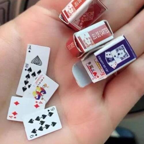 Cute 1.5*1 Mini Game Poker Mini Doll House Playing Card Mini Doll Accessories Home Decoration High Quality