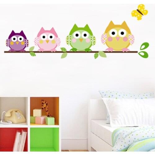 Lovely Owls Wall Stickers For Girls Room Bedroom Home Decoration Diy Animal Bird Pvc Mural Art Kids Wall Decals
