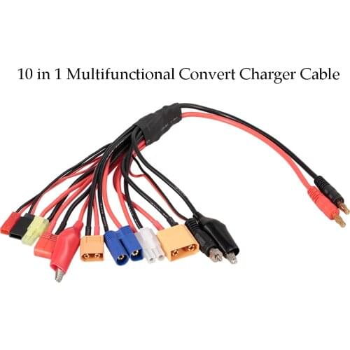 Multifunction Balance Charging 10 in 1 4.0MM Banana Connector to DEANS XT60 XT90 EC5 JST Connect For Imax B6 B6AC Lipo batter