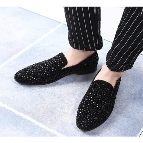 Coiffeur Formal Shoes Men Rhinestone Mens Dress Shoes Sepatu Slip On Pria Loafers Men Wedding Shoes Moda Italiana De Hombre Bona