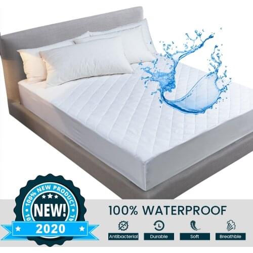 Premium 100% Waterproof Mattress Protector Breathable Noiseless Mattress Pad Cover Smooth Soft Cotton Terry Covers