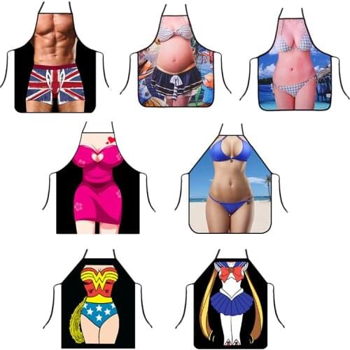 2019 New Kitchen Apron for Adult Funny Novelty Cotton Man Aprons Dinner Party Cooking Apron Women Sexy Cuisine Pinafore