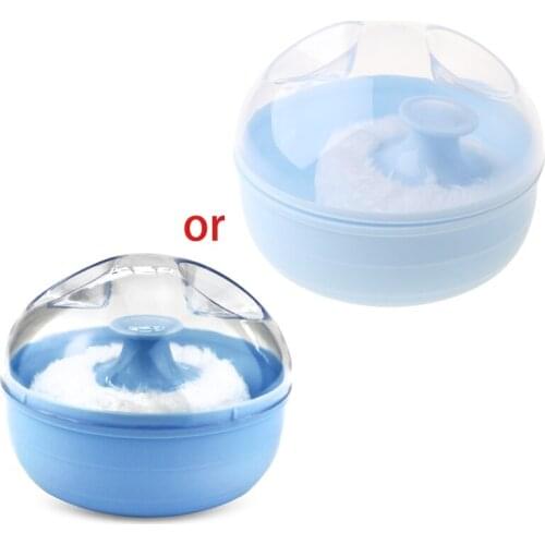 Portable Baby Soft Body Talcum Powder Puff Sponge + Box Case Container Useful