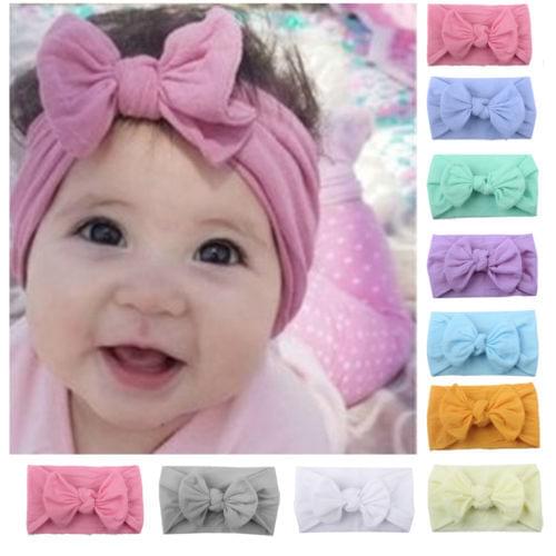 Toddler Baby Girls Head wrap Top Knot Big Bow Turban Headband Hair Accessories 11 Colours