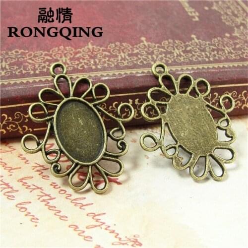 RONGQING 14*10MM 50pcs/lot Lace flowers Retro Tray necklace DIY Accessories Wholesale Craft