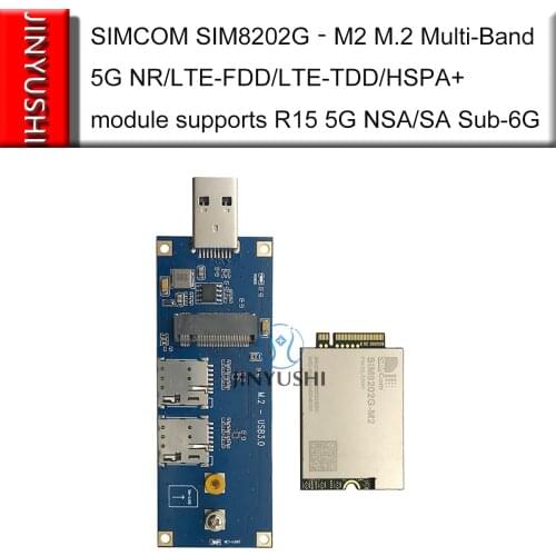 SIMCOM SIM8202G‐M2 M.2 With USB 3.0 adapter Double SIM Card slot Multi-Band 5G module supports R15 5G NSA/SA Sub-6G SIM8202G