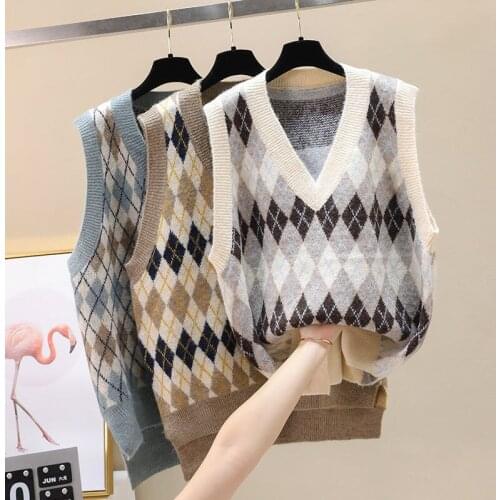 Sweater Women Knitted Sweaters for Women Sleeveless V-neck Basic White Sweater Plus Size Autumn Woman Knit Pullover Sweaters