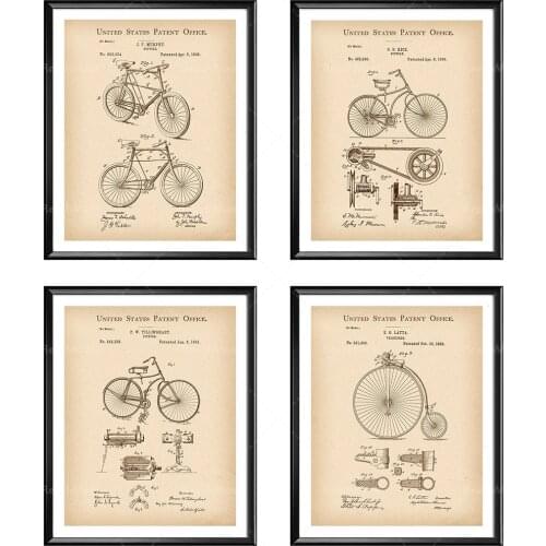 Bicycle Patent Drawing Vintage Invention Decor Velocipede Patent Decor Retro Bike Print Bicycle Blueprint Engineer Gift