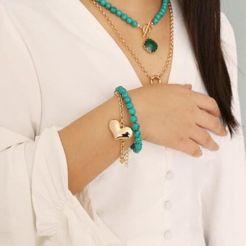 Japan and South Korea natural stone love multi-layer necklace female trend fashion crystal explosion creative sweet necklace