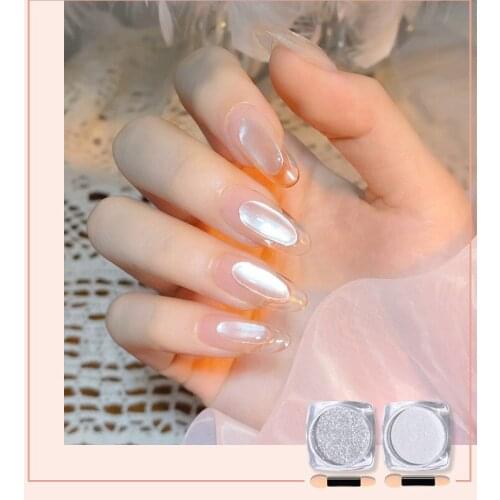 1g Diamond Cat Eye Diamond Pearl Powder Shining White Nail Art Glitter Powder DIY Nail Decoration Chrome Powder Dust for UV Gel