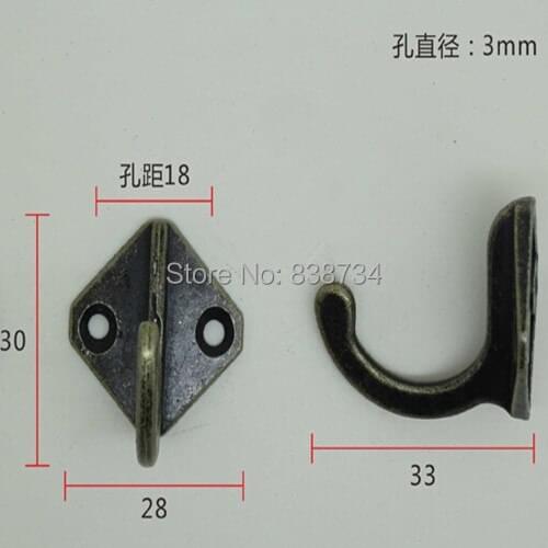 10pcs 33*30*28mm wholesale hook decorative wall hook door hanger for clothes bronze metal small hook
