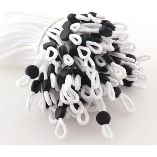 100pcs/lot 10cm Elastic Cord Adjuster black color Cord Locks cord end stopper with rope For Drawstrings Home DIY Craft for Mask