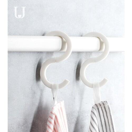 Foldable 2pcs/set S-Shape Hook Kitchen Bedroom Multi-function Railing S Hanger Hook Clasp No-hurt Kitchen Bathroom Organizer