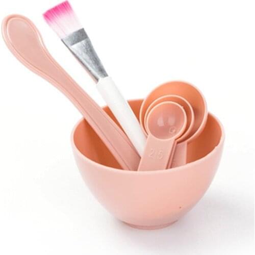 4pcs Face Mask Bowl Set 4 In 1 DIY Facial Beauty Cosmetic Makeup Tool With Brush Mixed Stir Spatula Stick Measuring Spoon Kit