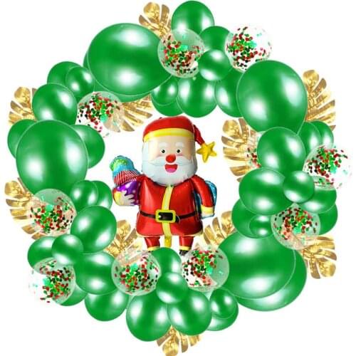 74Pcs/Set Christmas Wreath Balloons Chain Turtle Leaf Sequin Balloon Set Balloons Red Green Happy New Year For Party Decorations