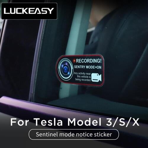 LUCKEASY Interior modification Accessories car Stickersfor Tesla Model3 2017-2020 Sentinel mode notice sticker 1pcs/set