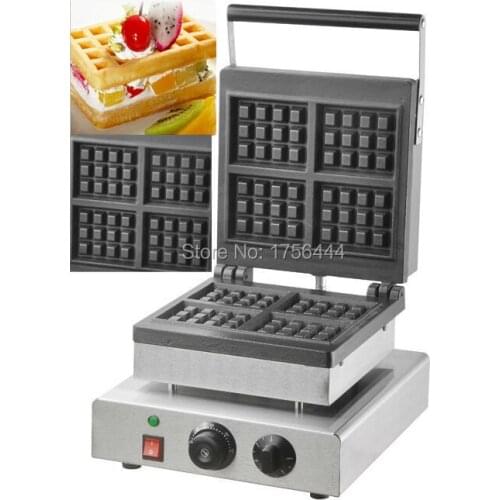 Free Shipping 4pcs 110v 220v Electric Commercial Belgium Waffle Maker Iron Machine Baker