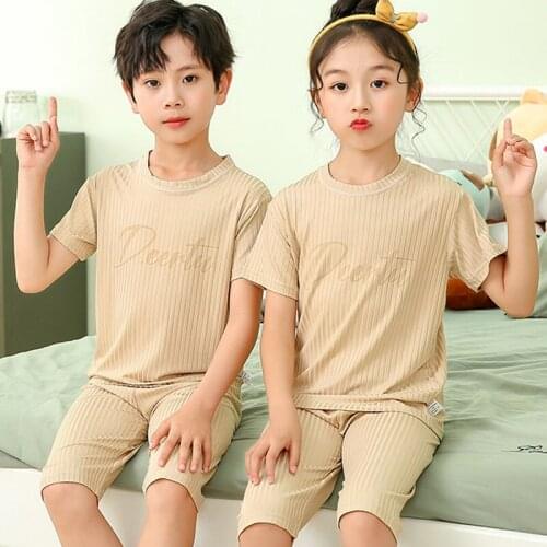 Kids Pajamas Sets Boys Girls Short Sleeve Blouse Tops+shorts Sleepwear Outfits Baby Boy Girl Clothes Set Summer Pijamas Kids Boy