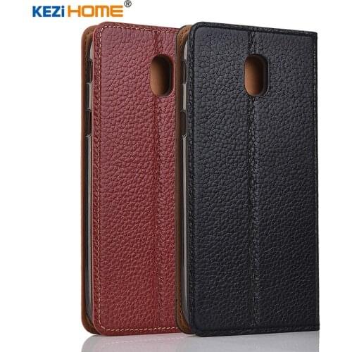 For Samsung Galaxy j7 2017 case KEZiHOME Litchi Genuine Leather Flip Stand Leather Cover capa For Samsung J730 J730F 5.5'' cases
