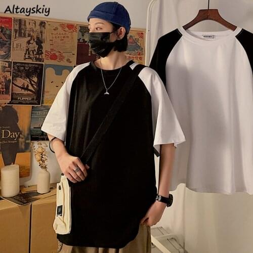 T-shirts Women Patchwork Loose O-neck Minimalist Ladies Preppy Leisure Comfortable Hot Sale Streetwear Harajuku Summer Basic Tee