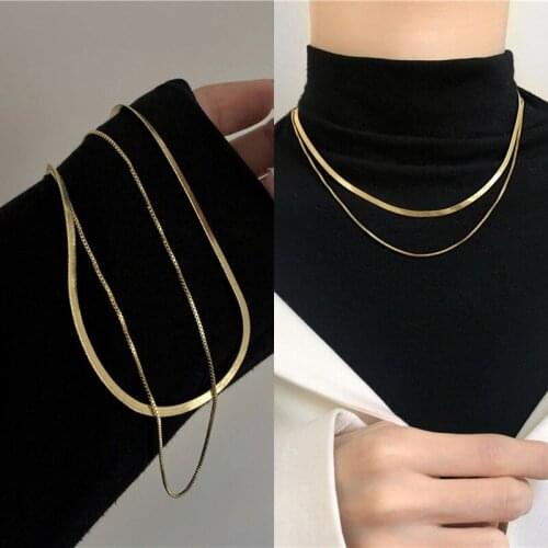 Classic Simple Solid Color Snake Chain Necklace for Women Men Girls Korean Cute Choker Neck Jewelry Gift 2021 Trend New Arrival