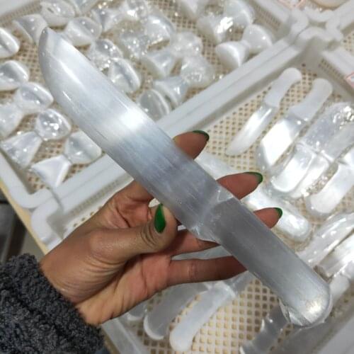 Big Size Polish Selenite Crystals Gemstone Knife Meditation Reiki Healing Mental Clarity Remove Negative Energy As Gift